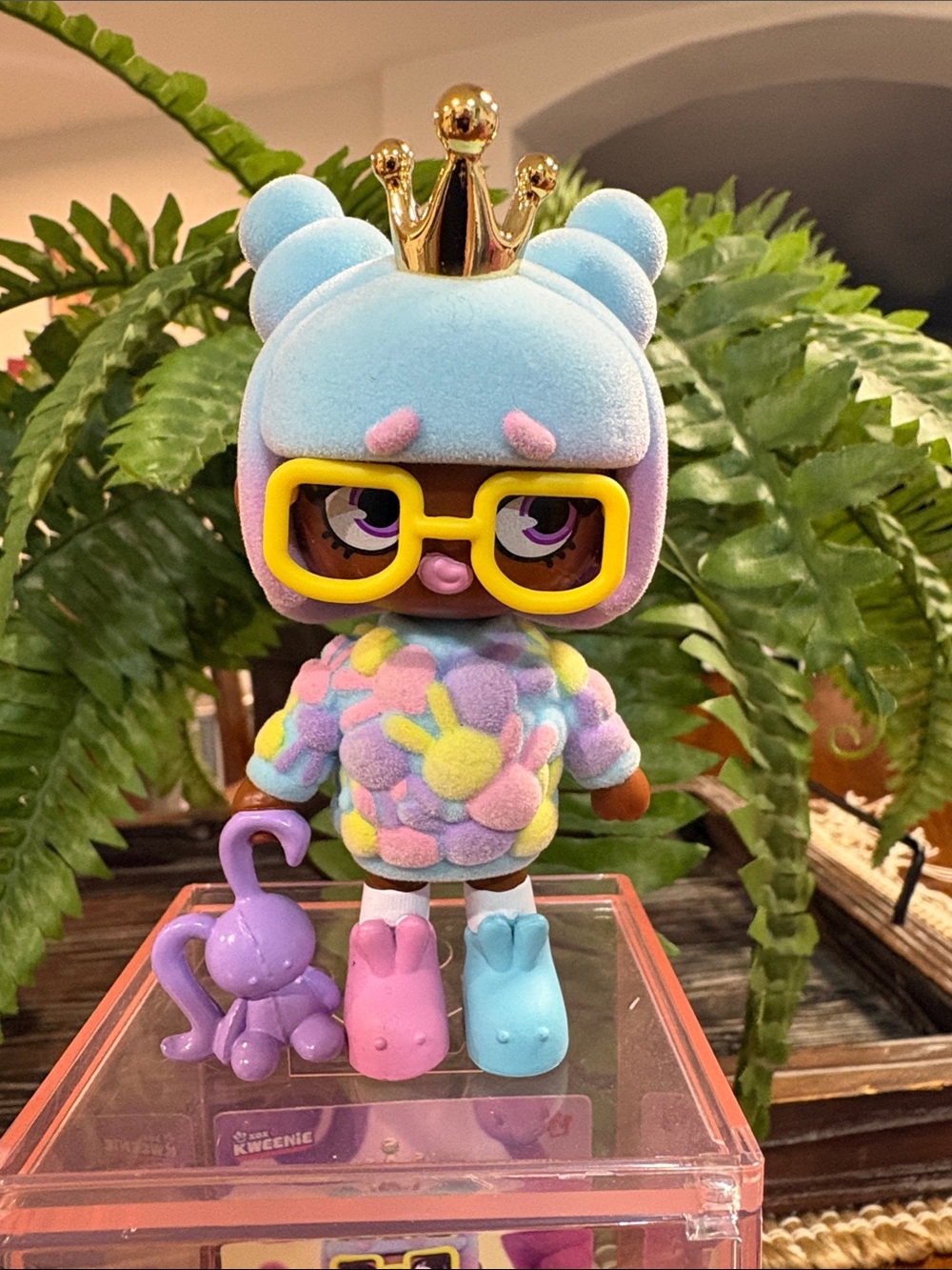 Pastel Crown Plush Collectible Doll with Gold Crown - Blue & Purple